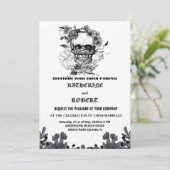 Skull Wedween Sugar Gothic Floral Invit Einladung (Stehend Vorderseite)