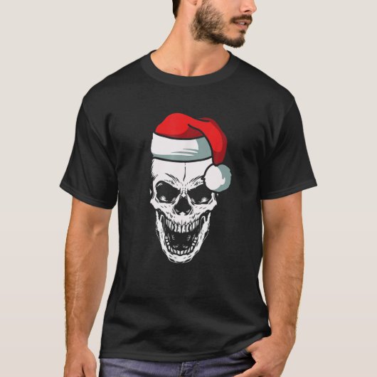 Skull Weihnachtsmannmütze Weihnachten Cool Skeleto T-Shirt (Vorderseite)