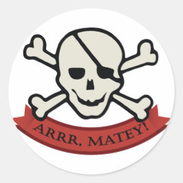 Skull - White Classic Round Sticker, Glossy Runder Aufkleber