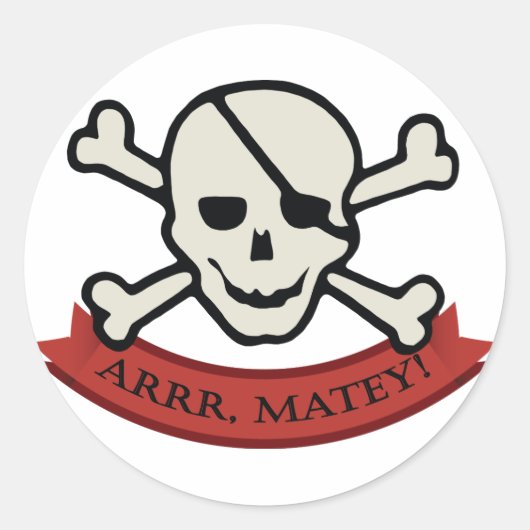 Skull - White Classic Round Sticker, Glossy Runder Aufkleber (Vorderseite)