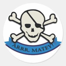 Skull - White Classic Round Sticker, Glossy Runder Aufkleber