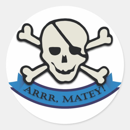 Skull - White Classic Round Sticker, Glossy Runder Aufkleber (Vorderseite)