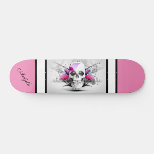 Skull White Modern Custom Skateboard (Horizontal)