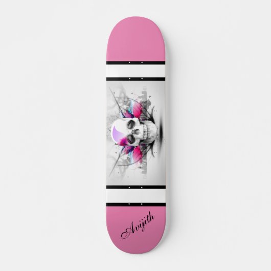 Skull White Modern Custom Skateboard (Vorne)