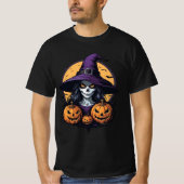 Skull Witch with Pumpkins & Full Moon T-Shirt (Vorderseite)