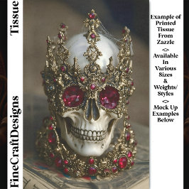 Skull With Baroque Gold Ruby Crown DW6 Decoupage Seidenpapier