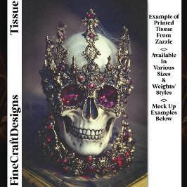 Skull With Baroque Gold Ruby Crown DW6F Decoupage Seidenpapier