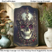 Skull With Baroque Gold Ruby Crown DW6F Decoupage Seidenpapier