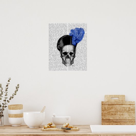 Skull with Blue Hat Poster (Küche)