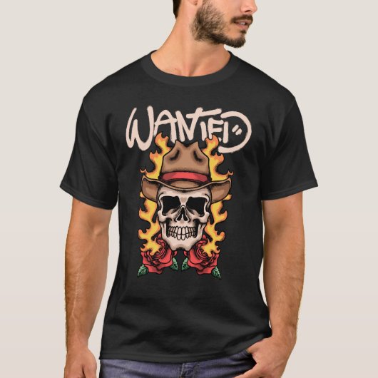 Skull with Cowboy Hat streetwear T-Shirt (Vorderseite)