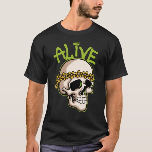 Skull with Flowers streetwear T-Shirt (Vorderseite)