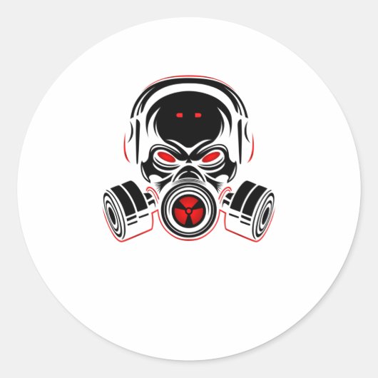 Skull with gas mask runder aufkleber (Vorderseite)