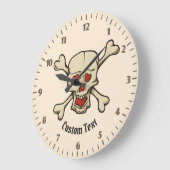 Skull with Hearts Große Wanduhr (Winkel)