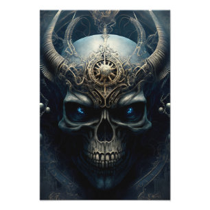 Skull with horns evil looking skull head Design  Fotodruck