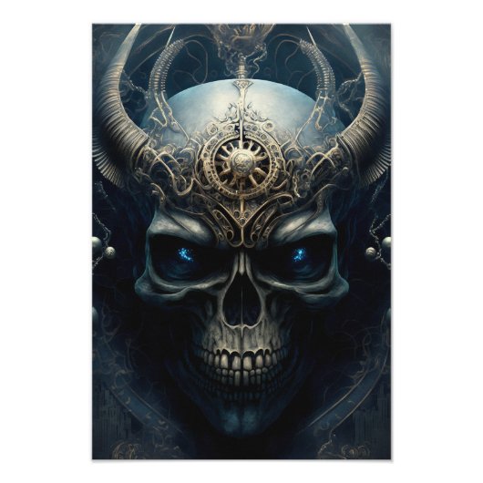 Skull with horns evil looking skull head Design Fotodruck (Vorne)