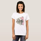 Skull with Pink Roses Women’s T-Shirt  (Vorne ganz)