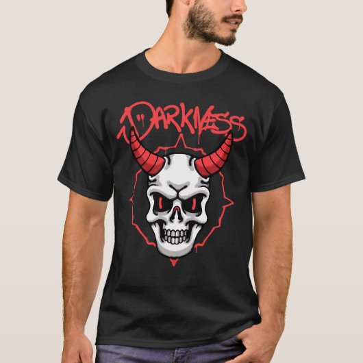 Skull with Red Horns streetwear T-Shirt (Vorderseite)