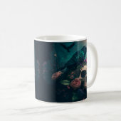 Skull with Roses and Crow Goth Art Kaffeetasse (VorderseiteRechts)