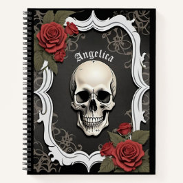 Skull with Roses and White Frame Notizblock