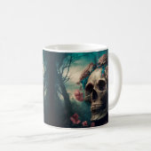 Skull with Roses Design Goth Art Kaffeetasse (VorderseiteRechts)