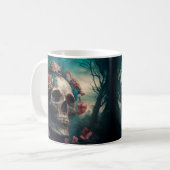 Skull with Roses Design Goth Art Kaffeetasse (Vorderseite Links)
