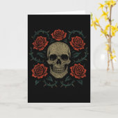 Skull With Roses Gothic Floral Dark Aesthetic Appa Karte (Gelbe Blume)