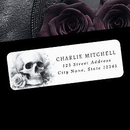 Skull with roses Halloween return address