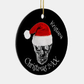 Skull with Santa Hat Christmas Keramik Ornament (Rechts)