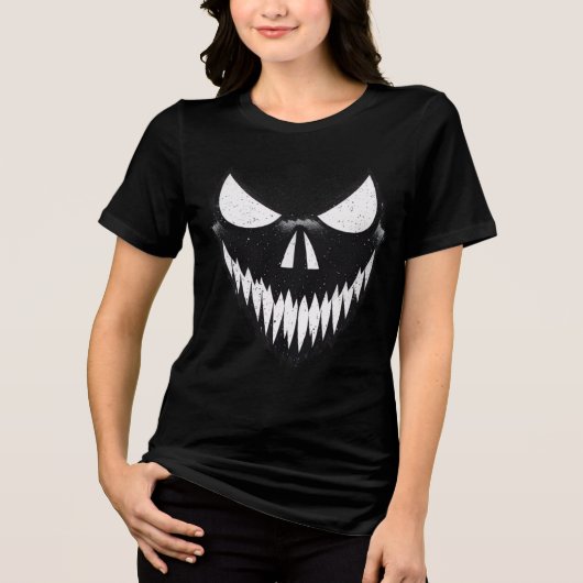 skull with sharp teeth and glaring eyes,halloween Tri-Blend shirt (Vorderseite)