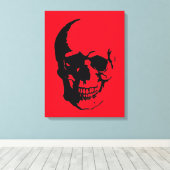Skull Wrapped Canvas - Black & Red Fantasy Art Leinwanddruck (Insitu (Holzboden))