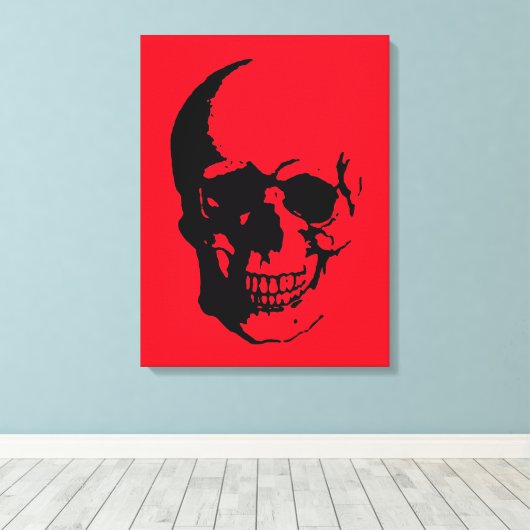 Skull Wrapped Canvas - Black & Red Fantasy Art Leinwanddruck (Insitu (Holzboden))