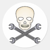 Skull & X-Wrench Runder Aufkleber (Vorderseite)
