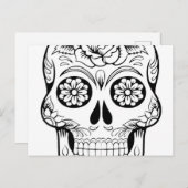 Skull zeichnend mit schwarzer Tinte in weißem Hint Postkarte (Vorne/Hinten)
