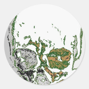 Skull Zeichnend Runder Aufkleber