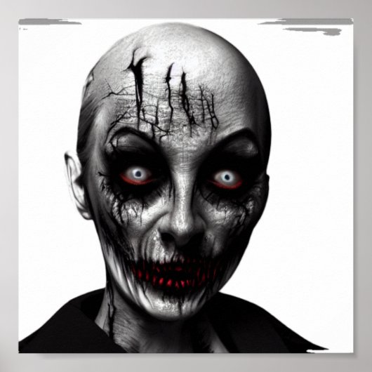 Skull Zombie Witch Spooky Eyes Frau Poster (Vorne)