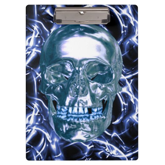 Skull-Zwischenablage für Electric Blue Chrome Klemmbrett (Vorderseite)
