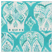 SKULLAGOG Aqua Boho schickes Ikat Schädel-Muster Stoff (Nahaufnahme)