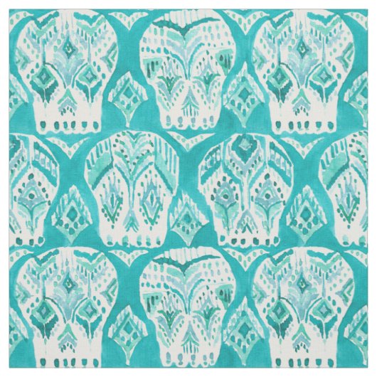 SKULLAGOG Aqua Boho schickes Ikat Schädel-Muster Stoff (Muster)
