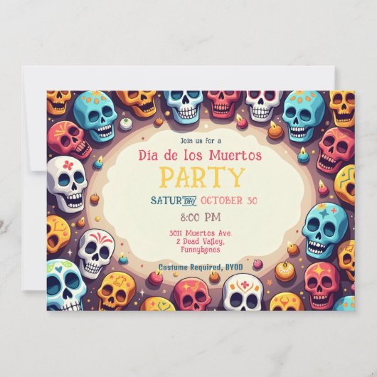 💀 Skullfetti Bash Einladung (Vorderseite)