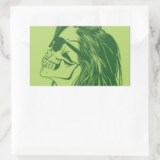 SkullGirl Rechteckiger Aufkleber (Tasche)