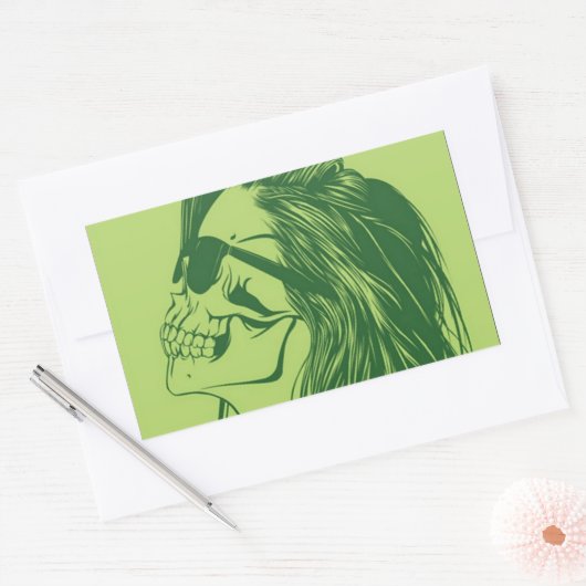 SkullGirl Rechteckiger Aufkleber (Umschlag)