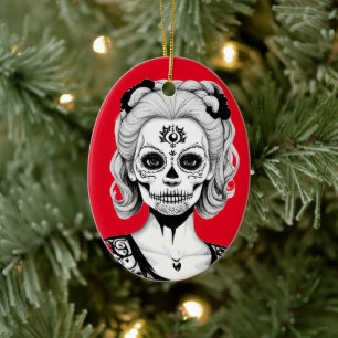 SKULLHEAD FRAU KERAMIK ORNAMENT