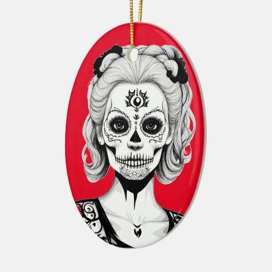 SKULLHEAD FRAU KERAMIK ORNAMENT (Links)