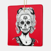 SKULLHEAD FRAU KERAMIKORNAMENT (Links)