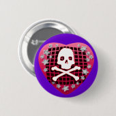 skullie Herzrot Button (Vorne & Hinten)