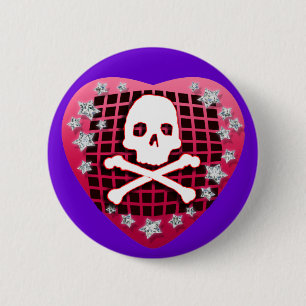 skullie Herzrot Button