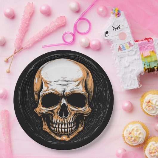 Skullington Illustration Halloween Pappteller (Party)