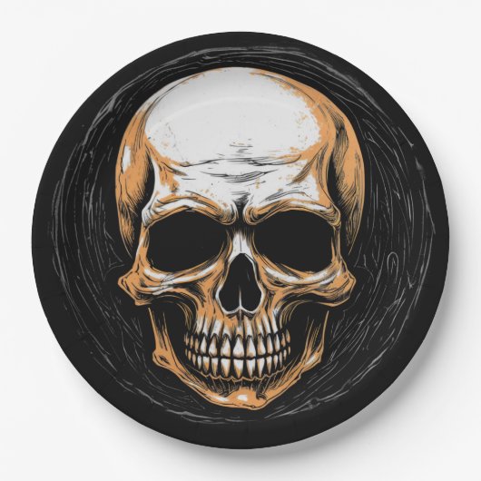 Skullington Illustration Halloween Pappteller (Vorderseite)
