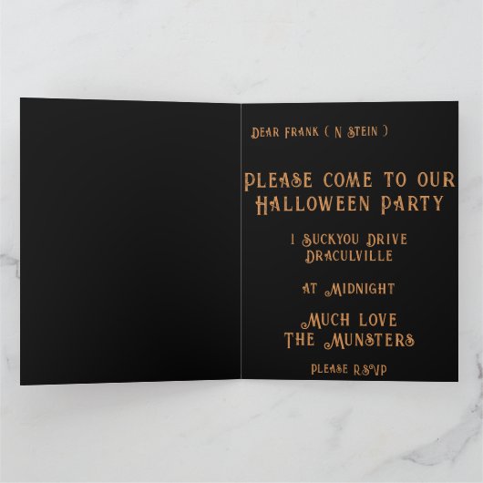 Skullington Illustration Halloween-Party Einladung (Innenseite)