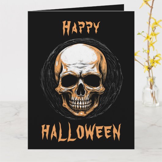 Skullington Illustration Halloween-Party Einladung (Gelbe Blume)